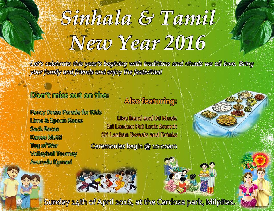 Sinhala Tamil New Year Celebrations 2016 – Sun.24th April in Milpitas.