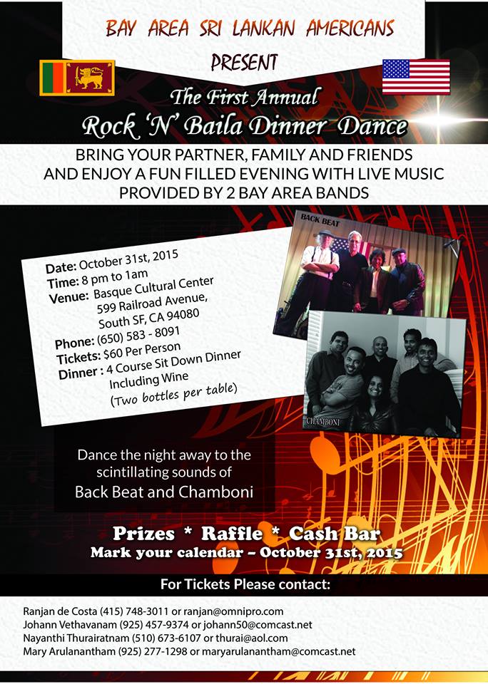 Rock ‘N’ Baila Dinner Dance Oct.31st, 2015 in South San Francisco !!!
